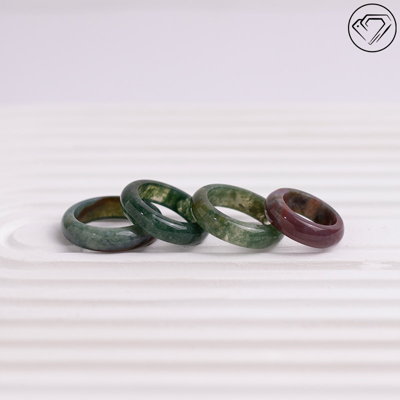 حلقه عقیق خزه ای طبیعی مدل GA-2120